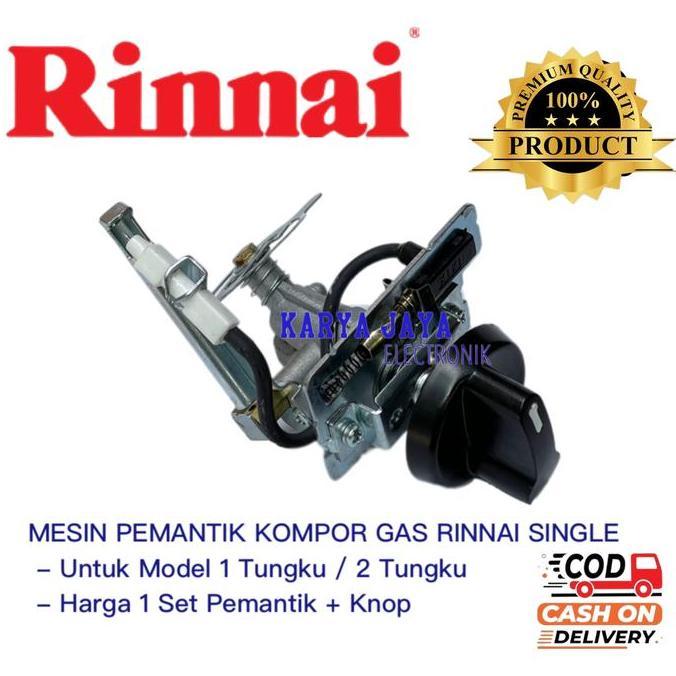 MESIN PEMANTIK + KNOP KOMPOR GAS RINNAI ORIGINAL MODEL SINGLE API - PEMANTIK RINNAI SET