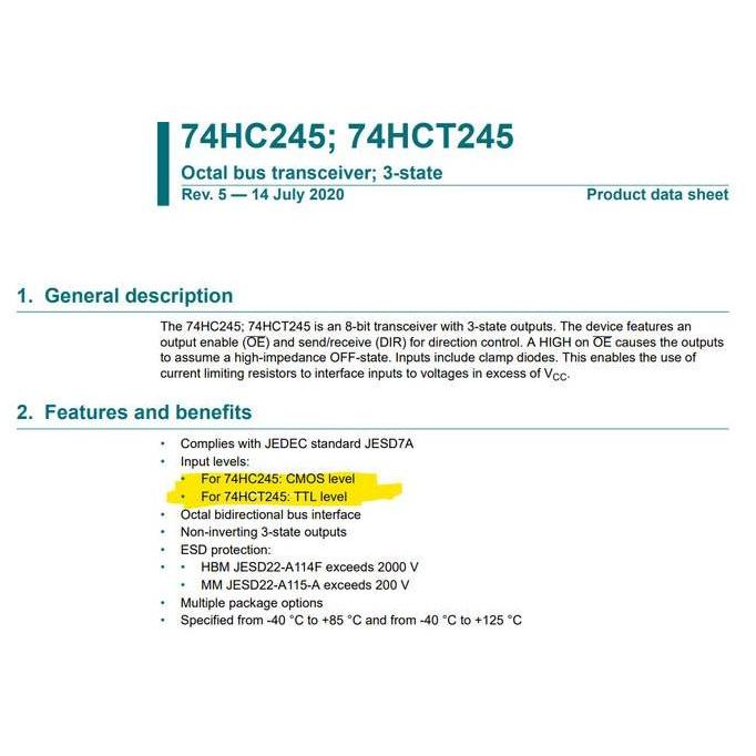 ORIGINAL 74HCT245 Octal Bus Transceiver 3-state Nexperia