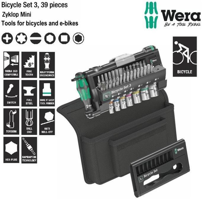 BRAVECOU WERA 05004172001 Toolkit Sepeda Bicycle Set 3 Universal Tool kit 39 Pcs