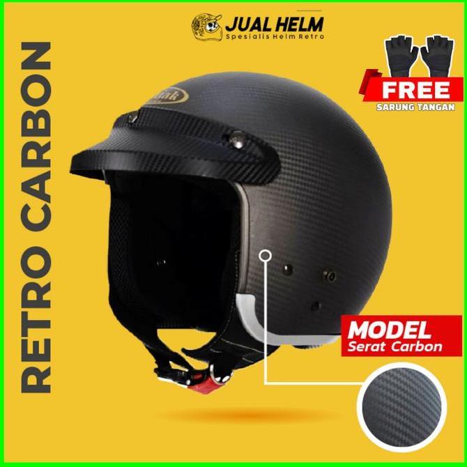 NEW HELM BOGO RETRO INJAK CARBON BLACK DOFF - JUALHELM