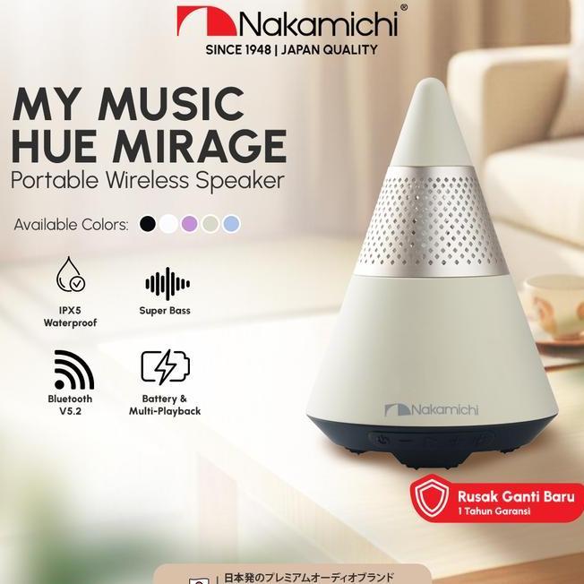 Nakamichi My Music Hue Mirage Speaker Bluetooth Wireless Fm Radio Mini