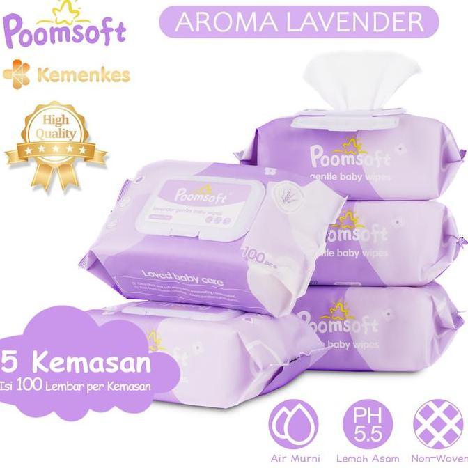 Tissue tisu basah paseo baby wipes 100 sheets Poomsoft 5 Pack x 100 Lembar Tisu Basah Bayi Lembut Ar