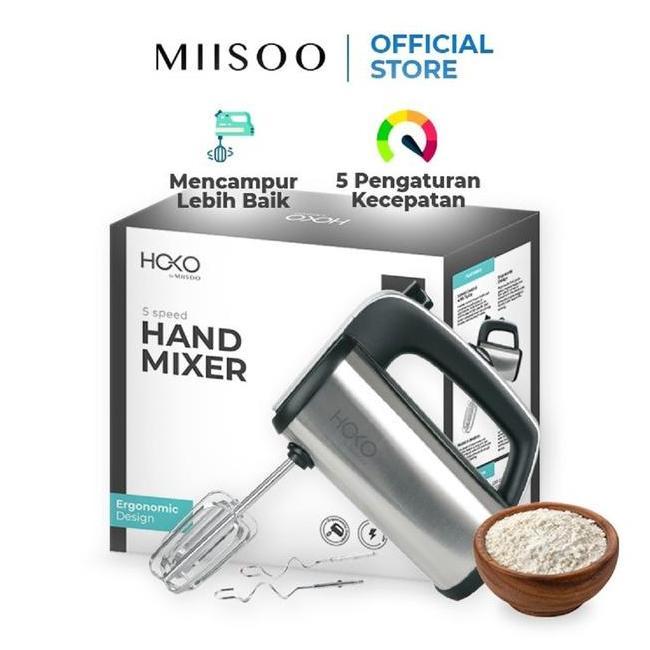 Hoko By Miisoo Hand Mixer Mini Mixer Pengaduk 5 Speed Kecepatan Otomatis Pengocok Pengaduk Adonan Ku