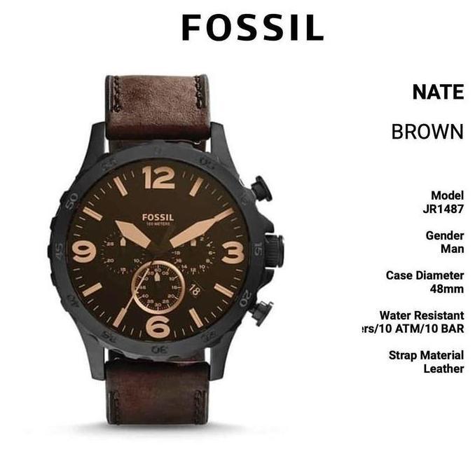 Jam Tangan Pria Original JR1487 JR 1487 Chronograph Leather Brown Dial