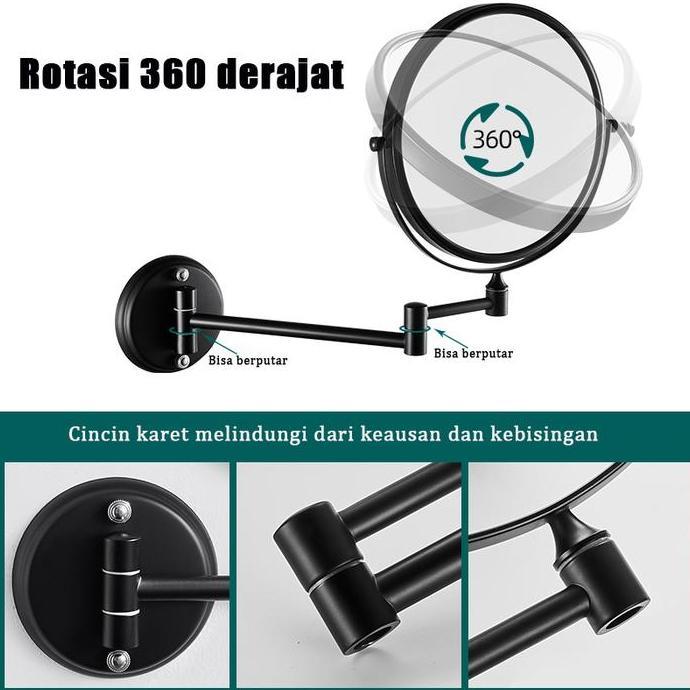 MEIDOO Cermin rias cermin rias desktop pembesar HD ganda dengan lampu LED tahan lama SS
