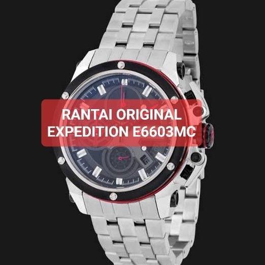 STRAP RANTAI JAM TANGAN EXPEDITION E6603 E 6603 STAINLESS STEEL SILVER
