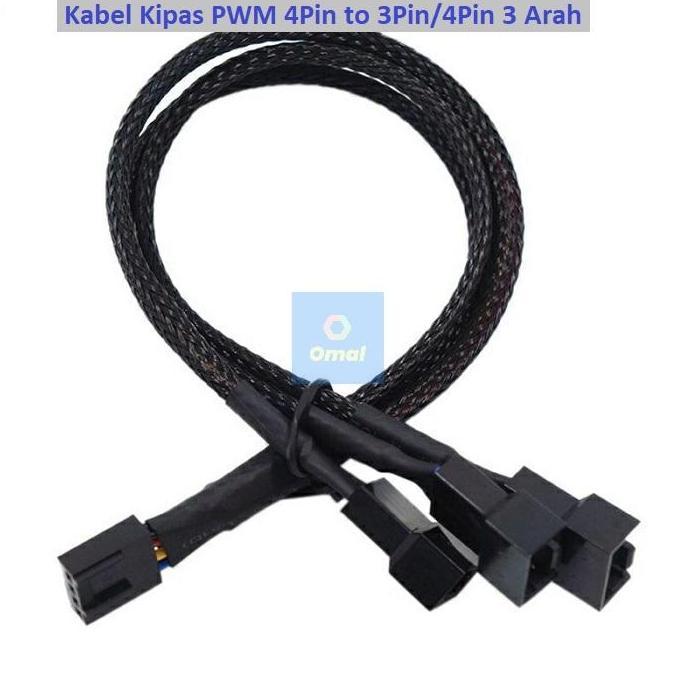 Kabel Kipas PWM 4Pin to 3Pin/4Pin Splitter Fan Case Casing 3 Arah