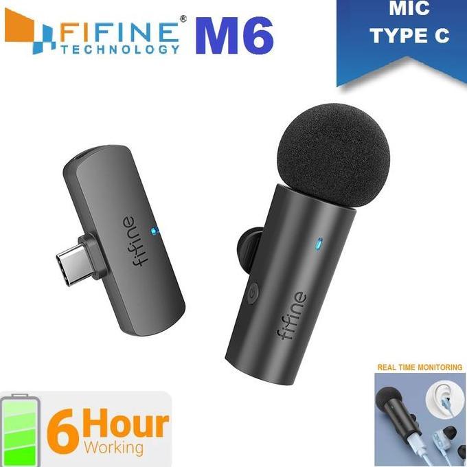 FIFINE M6 Wireless Lavalier Microphone Type-C Clip-on