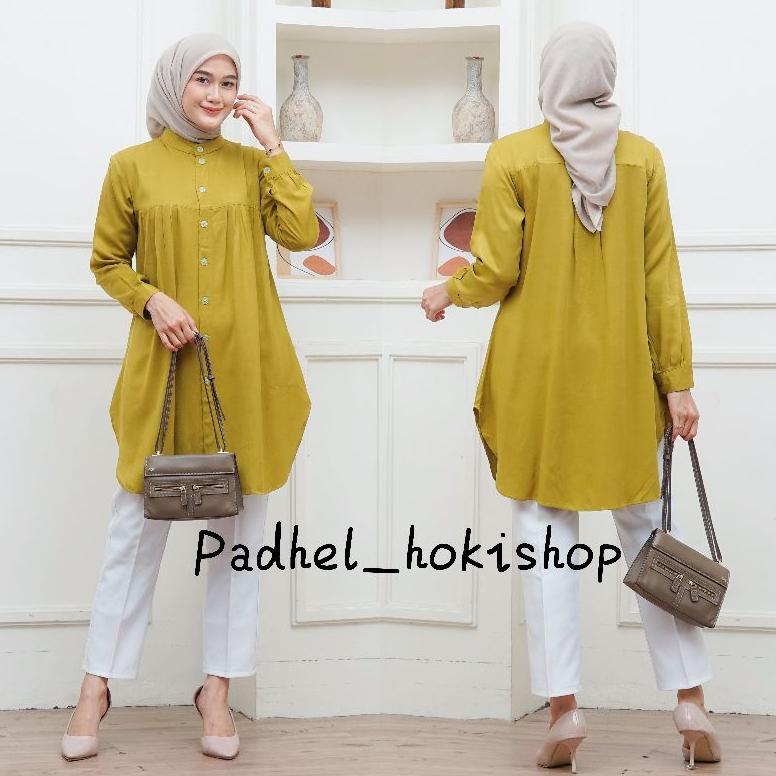 Murah Aluna Tunik / Baju Atasan Wanita Muslim Tunic Basic Polos Rayon Twill Premium Tunik Putih Kerj