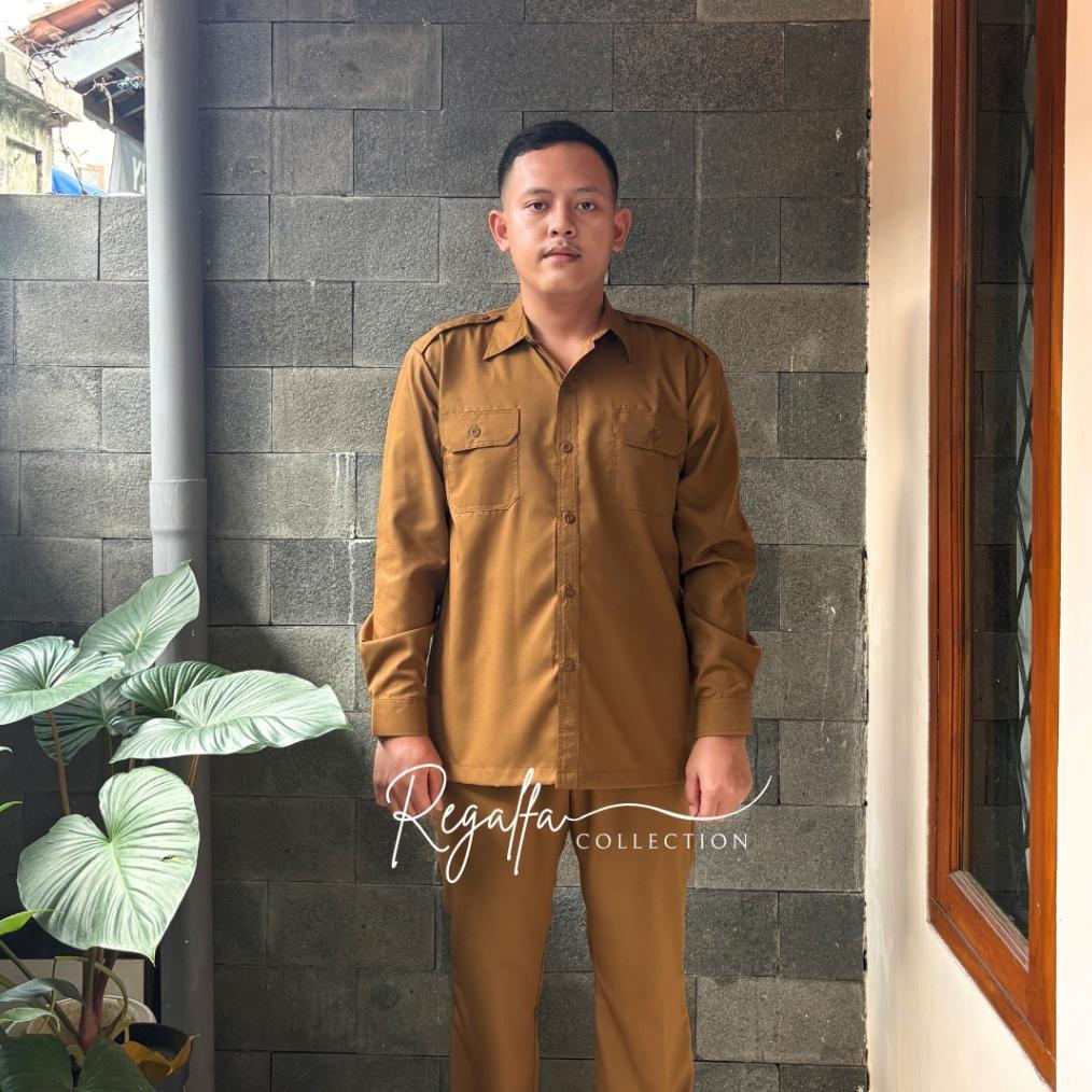 Murah Setelan Baju Seragam Khaki Pdh Pemda Pria Resmi Model Lengan Pendek Bahan Katun Dinas Pns Asn 
