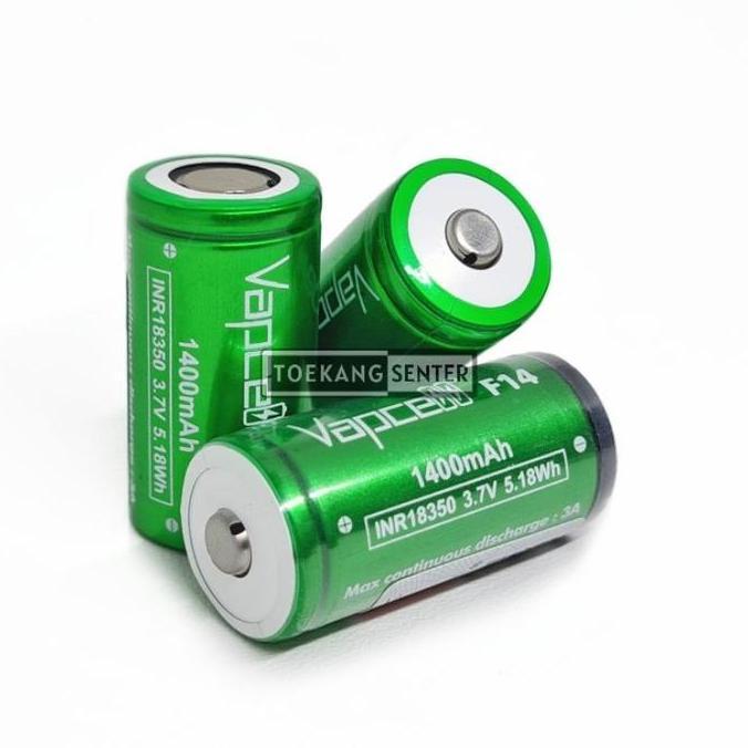 Enju- Baterai 18350 1400Mah Senter Led High Capacity Battery 3.7 Volt Vapcell F14