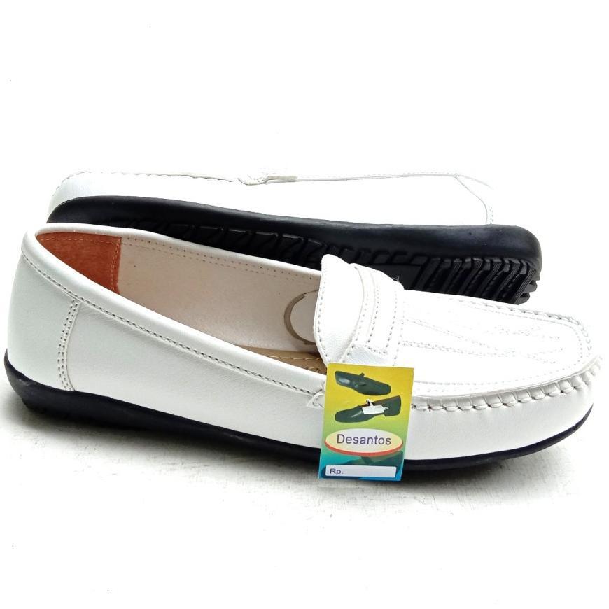 Harga Baru Sepatu Kerja Kantor Perawat Flat Pantofel Full Putih Desantos Original Size 37 - 41 / B 1