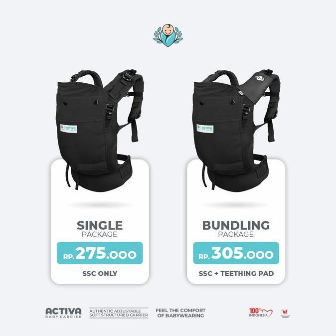 BEST PRICE - (Agen Tangsel) Gendongan SSC Activa Mark 2 - SOLID BLACK - Gendongan Activa Original Ba