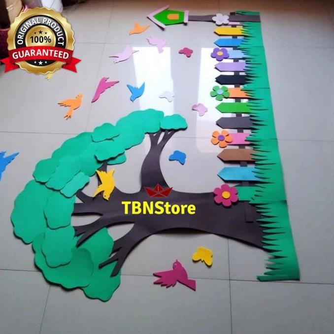 Okushonga- 1 Set (150Cm X 100 Cm) Hiasan Dinding Spon Eva Pohon Pagar Rumput Bunga Kupu Pojok Baca S