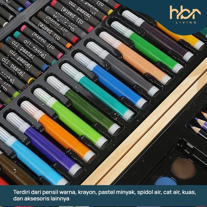 Crayon Set 180 pcs | Pensil Warna | Krayon Mewarnai | Cat Air | HBRA-003 CS