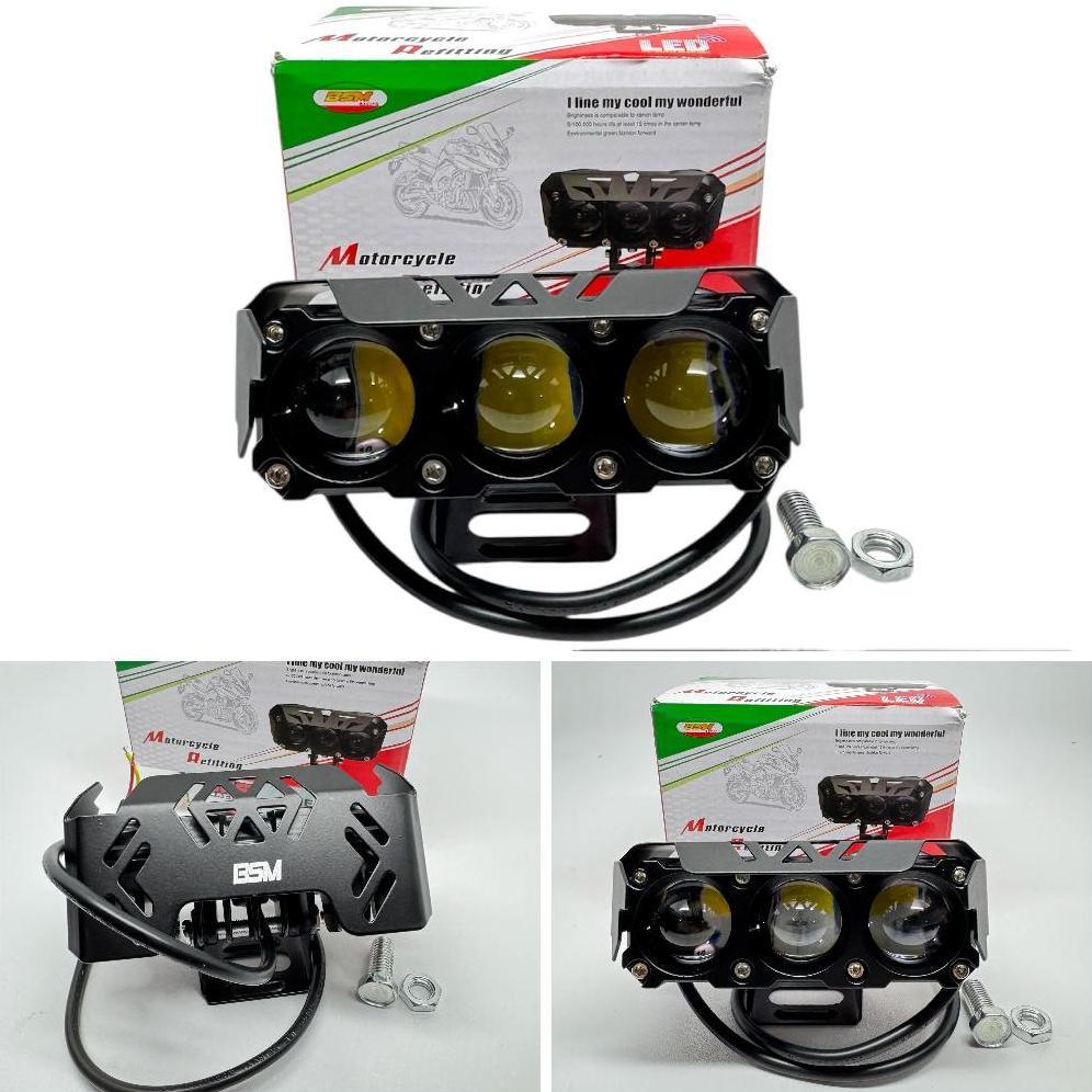 Paling laku Bisa Cod Lampu Tembak LED Foglamp BSM SQL 3 Mata Laser Gun Putih Kuning 2 Warna Waterpro