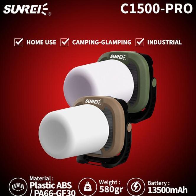 Lampu Cahaya Terang 1500 Lumens - Sunrei C1500-Pro