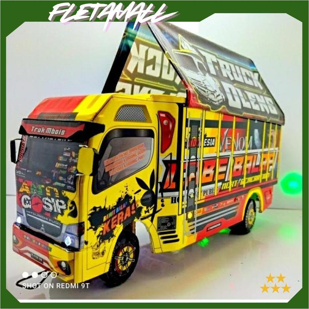 Truk Oleng Miniatur Triplek LED Aman Anak ZH SALE