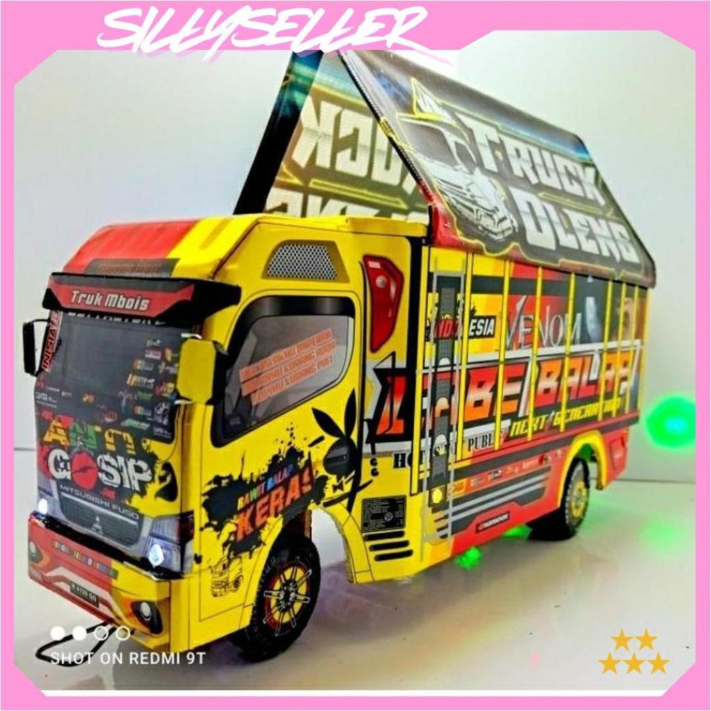 Truk Oleng Miniatur Triplek LED Aman Anak ZH PROMO
