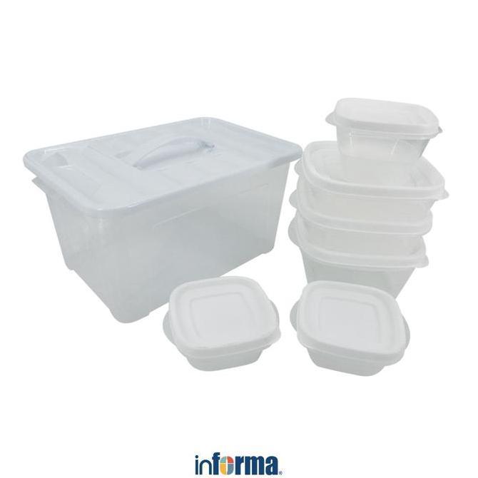 New Informa Appetite Set 11 Pcs Videl Wadah Makanan - Putih Box Kontainer Penyimpanan Organizer Beka