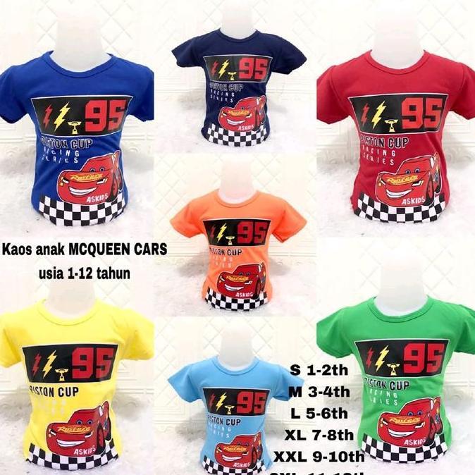 Promo Baju Anak Laki Laki Motif Mobil Lengan Pendek Katun Kaos Fashion Baju  Mcqueen  Anak Cod