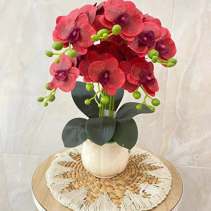 PROMO HARI INI - BUNGA ANGGREK PALSU VAS KRAMIK