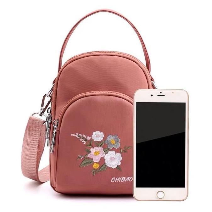 Baggu- Tas Wanita Import Jinjing Dan Selempang Chibao Mini Cb8186 8186 Y332 Bordir Bunga Parasut Sup