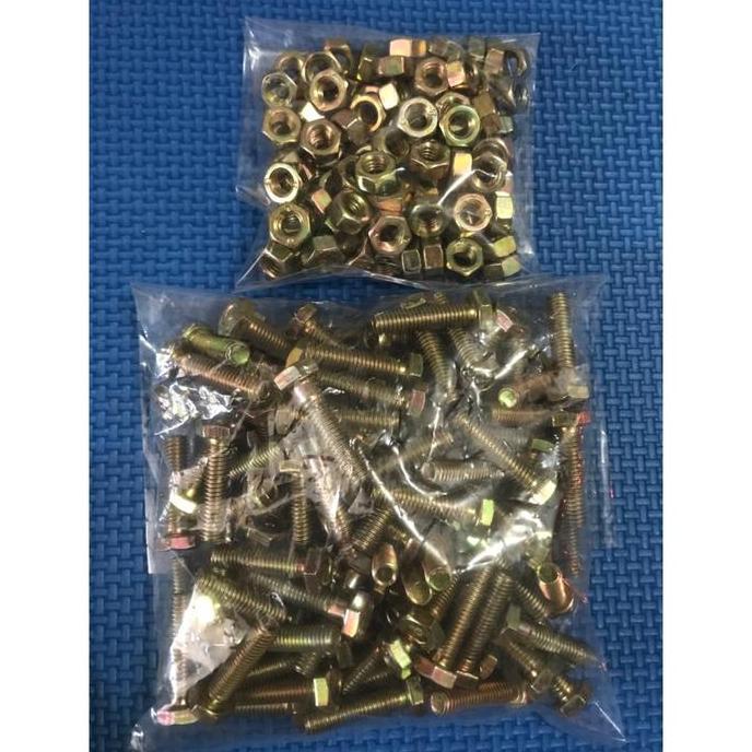 (Paket 50pcs) Baut 10 + Mur (6mm) x 3 cm