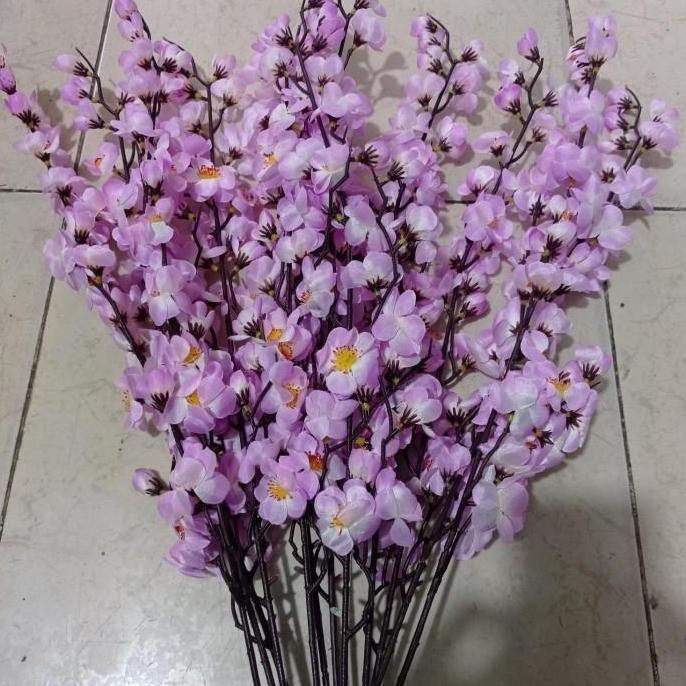 PROMO DISKON - Bunga Taman Hiasan Artificial Sakura Ungu Muda Plastik Harga Per Satu 1 Lusinan