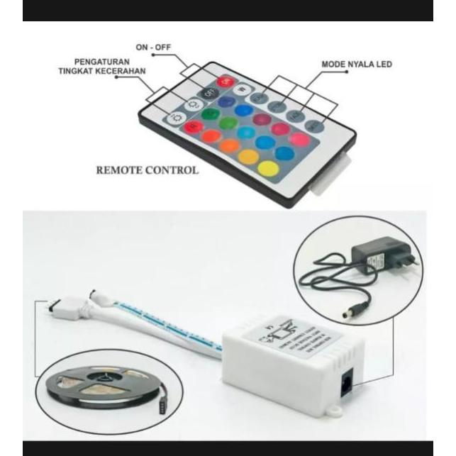 LAMPU LED STRIP RGB 5 Meter Lengkap + Adaptor