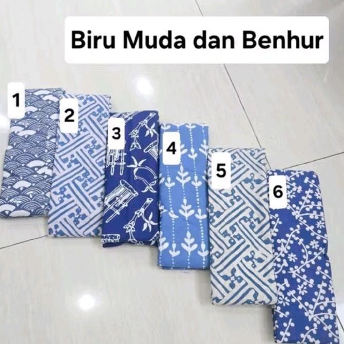 (Via Gojek/Grab)Kain Batik Garutan warna Biru Muda (150620) MS
