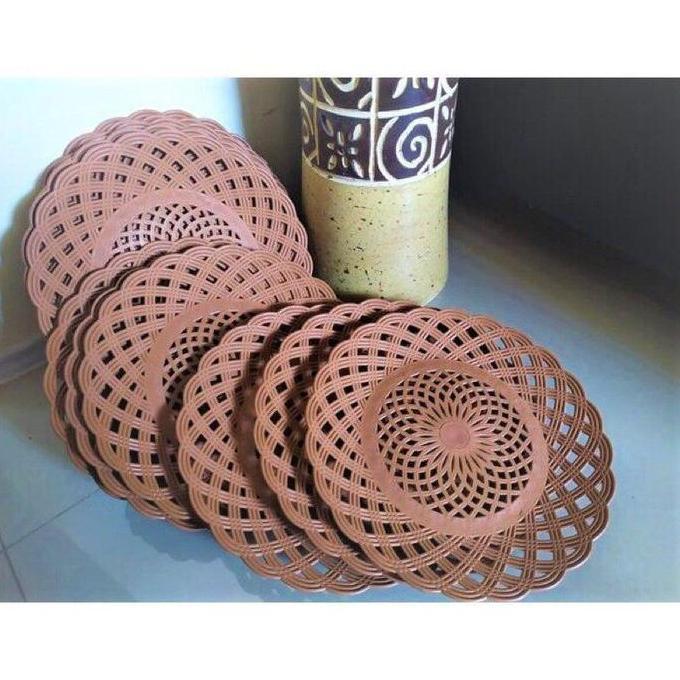 Piring Rotan plastik warna coklat kwalitas bagus
