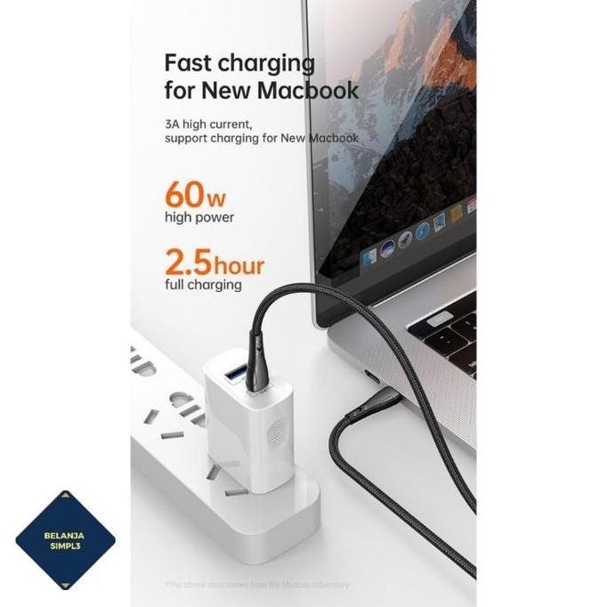 kabel data fast qc pd charger 4.0 60w type c to type c 20cm