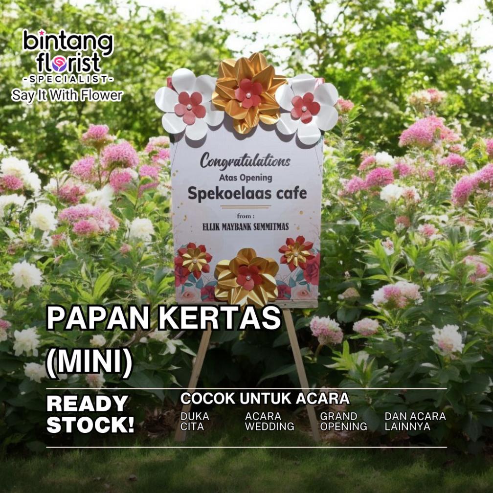 Papan Kertas Mini 60x40 cm dengan Bunga Kertas 3D untuk Grand Opening, Wedding, Wisuda, dan Ucapan S