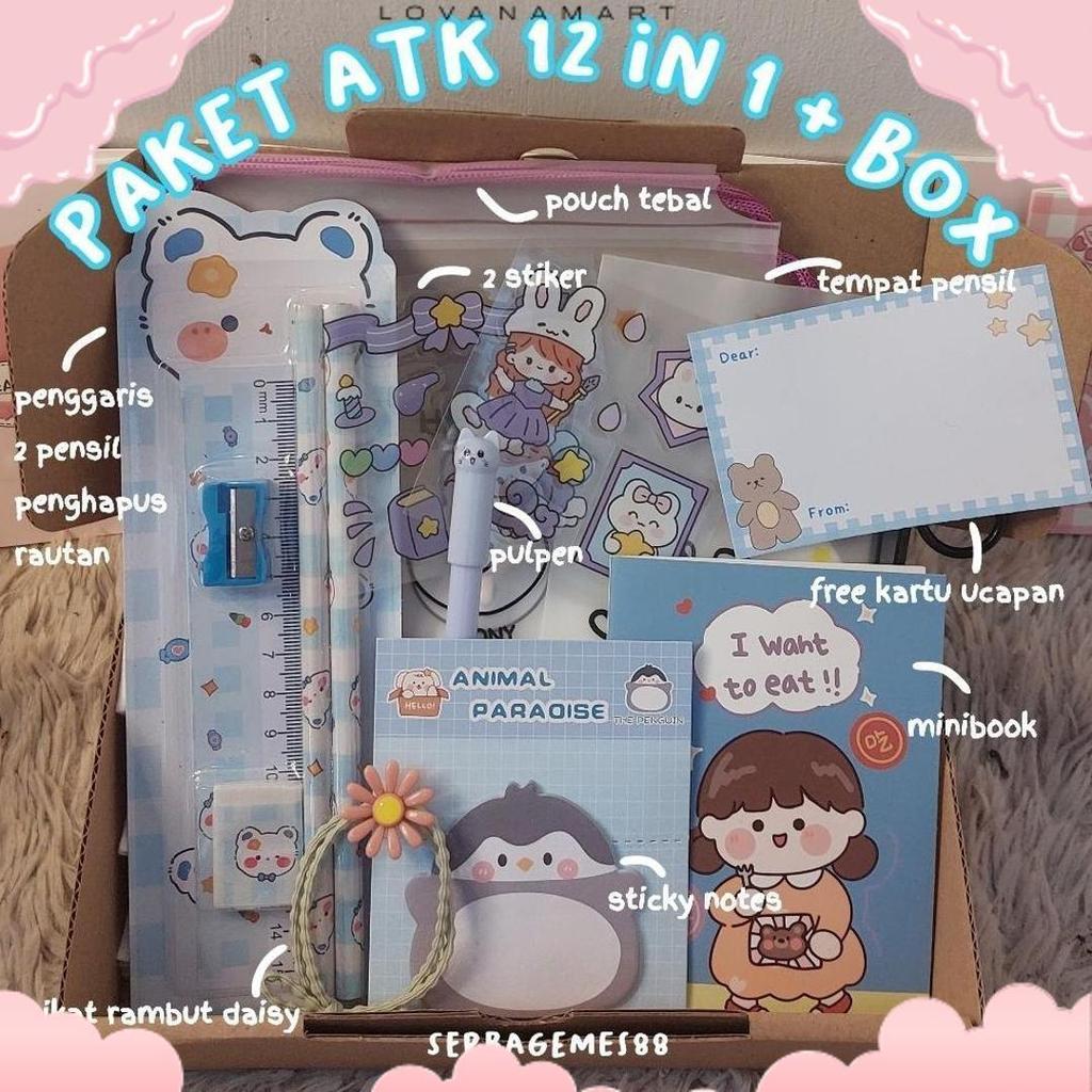 Terlaris Serbagemes88 - Alat Tulis Set 12 In 1 Lengkap / Stationery Untuk  Perlengkapan Alat Tulis /