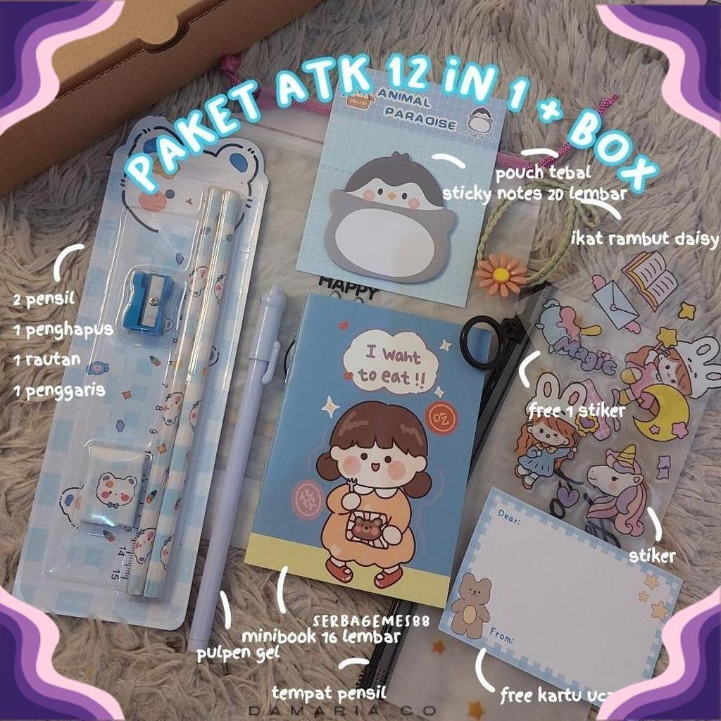Sale Serbagemes88 - Alat Tulis Set 12 In 1 Lengkap / Stationery Untuk  Perlengkapan Alat Tulis / Pak