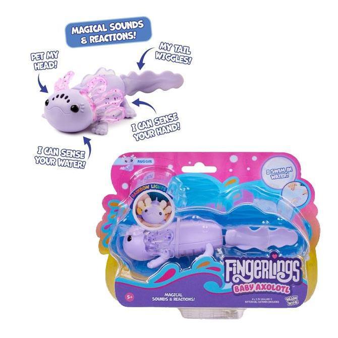 Fingerlings Interactive Baby Axolotl Animal Toy - Auggie (Purple)