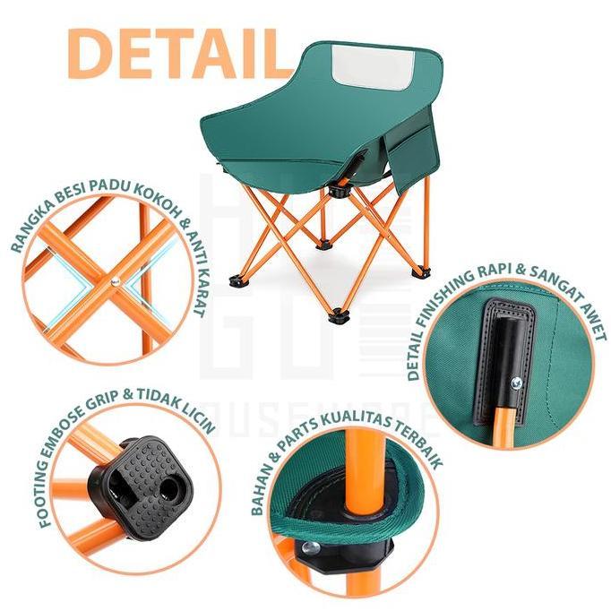 Kursi Lipat Bulat Moon Folding Chair Keranjang Camping Tenda Mancing