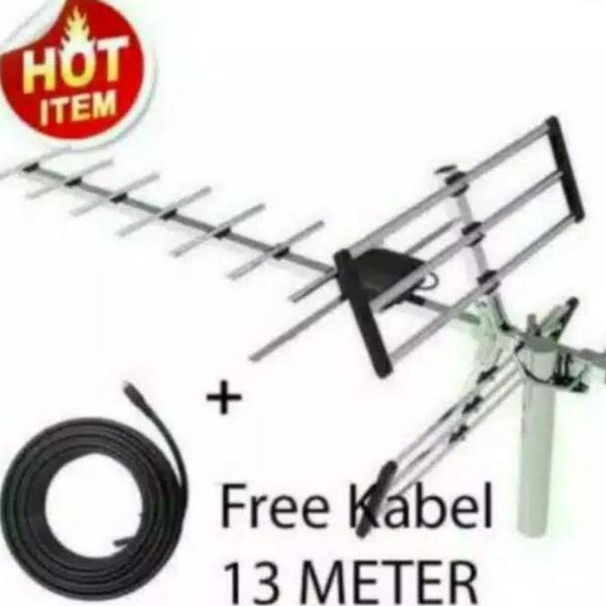 Antena Luar Digital Outdoor WELHOME TV Led Lcd 003 Free Kabel 10 Meter