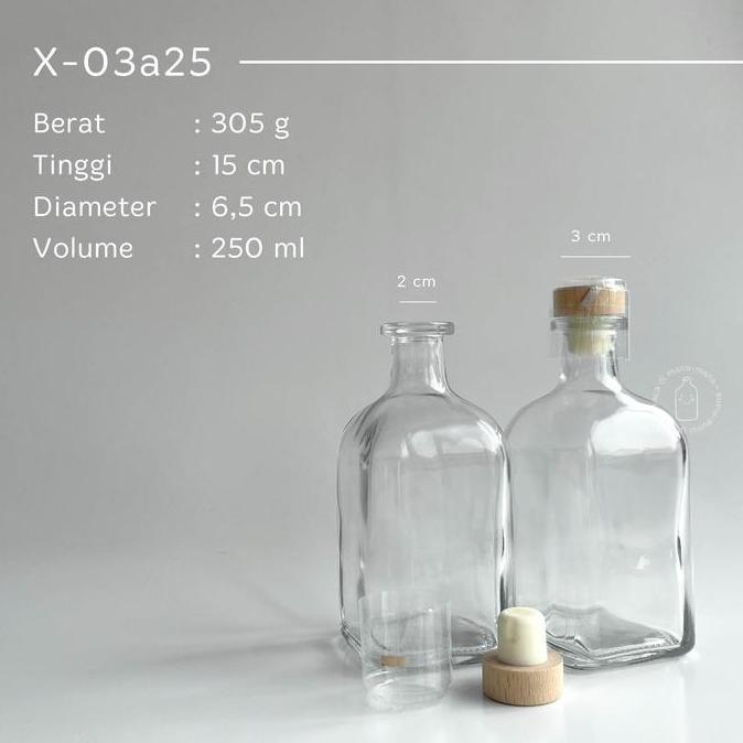 Botol kaca liquor square bottle - botol kaca liquor kotak- tutup cork