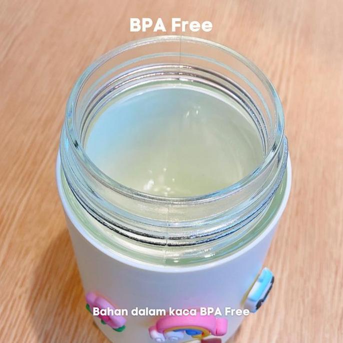 Either.id - Botol Minum Kaca Botol Minum Anak Karakter Lucu Tumbler Vacumm Flask Nice 500ml BPA FREE