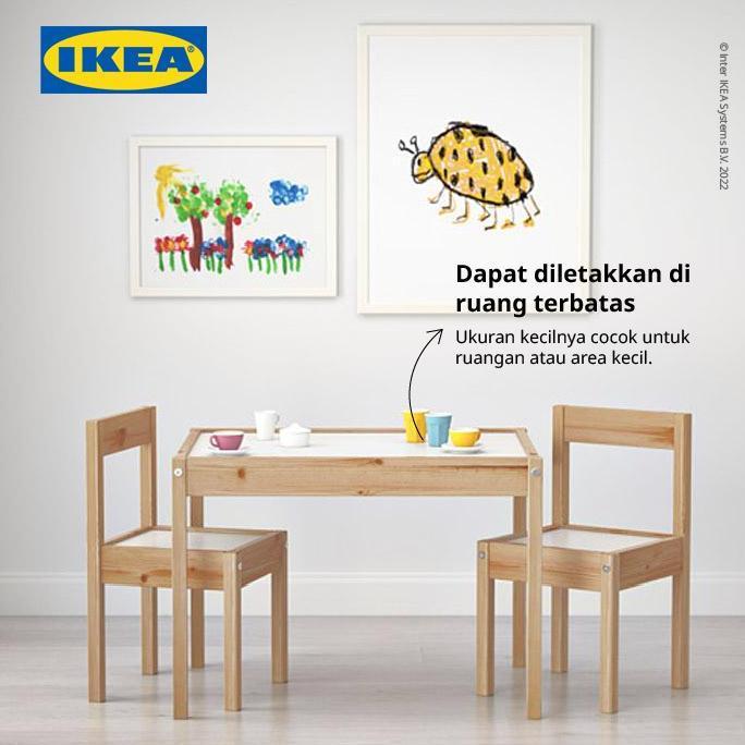 IKEA LTT Meja Belajar Anak dengan 2 Kursi Bahan Kayu