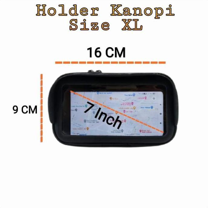 Holder HP Waterproof + Kanopi pasang Spion Motor Size XL (7in)