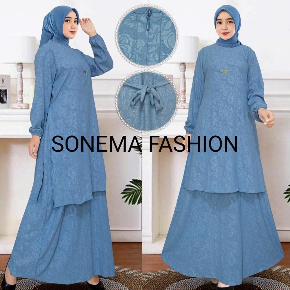 Bagus Gamis Malaysia Bahan Embos Premium Terbaru 2025/Gamis Simple Tapi Mewah/Gamis Kondangan