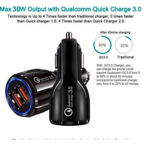 Car Charger HP Mobil QUALCOMM FAST CHARGING lighter 3.0 dual usb cas