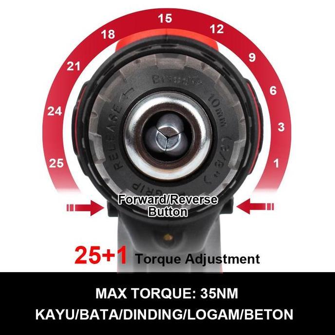 Powerx- Jld 12Vf Mesin Bor Baterai 10Mm 2Baterai 1Set Lengkap Murah Bor Listrik 1750Rpm 24Pcs Alat B
