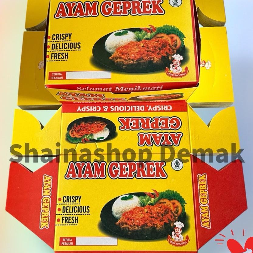 50 Lembar Box Kemasan Ayam Geprek Bahan Ivory Foil Anti Minyak Wadah Ayam Geprek Kardus Kemasan Ayam