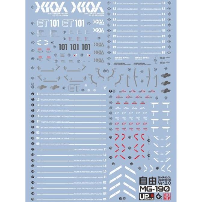 Fluorescent Water Decal MG Freedom Ver 2.0 Gundam Evolution Studio
