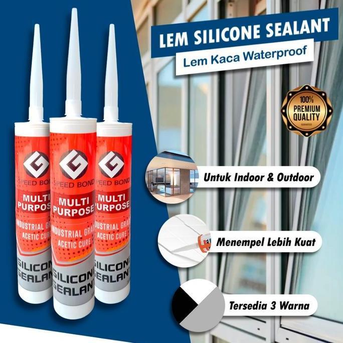 Potere- Lem Kaca Sealant Aquarium Lem Silicone Putih Hitam Clear Perekat Kaca Lem Wall Panel Lem Sil