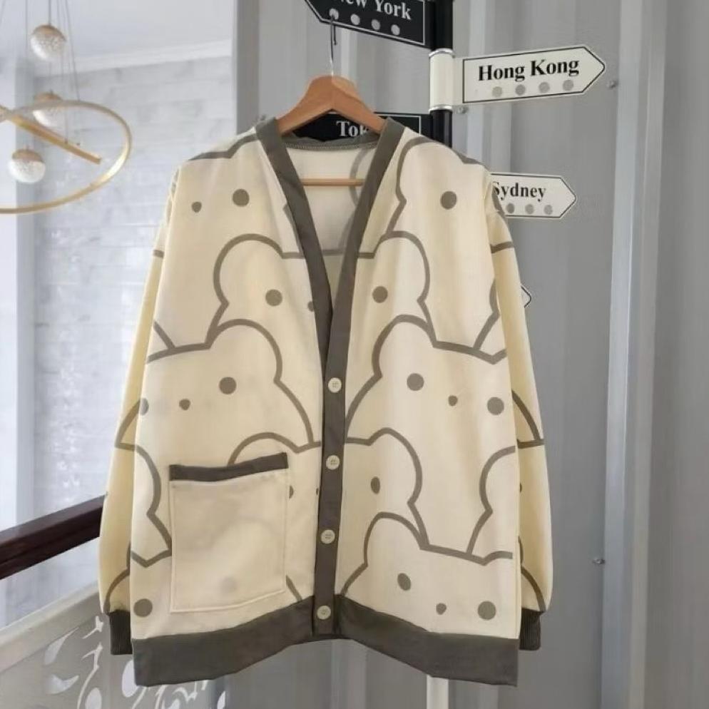GARANSI Bear CUTE Cardy Oversize | Cardigan Model BERUANG Full Print KEKINIAN